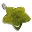 Dije Estrella Piedra Verde de Acero Quirúrgico Alt: 36mm