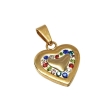Dije Corazón con strass de colores de Acero Dorado Alt: 25mm incl. drop