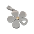 Dije Flor Calada con Aplique Dorado de Acero Quirúrgico Alt: 31mm incl. drop