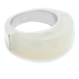 Anillo semi círculo piedra facetada natural de acero quirúrgico