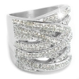 Anillo entrelazado con cubics blancos de acero quirúrgico