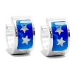 PACK x6 Aros cubanos esmaltados azul de acero blanco