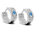 Aros cubanos con cubics blancos y azul de acero quirúrgico