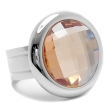 Anillo grueso con piedra facetada ámbar de acero quirúrgico