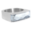 Anillo piedra rectangular blanca de acero quirúrgico