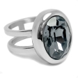 Anillo doble con piedra oval gris de acero quirúrgico