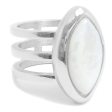 Anillo triple con piedra ovalo nácar de acero quirúrgico