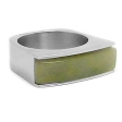 Anillo sello con piedra verde sage de acero quirúrgico