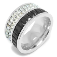Anillo con cubics blancos y negros de acero quirúrgico