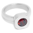 Anillo cuadrado con cristal facetado rojo de acero quirúrgico