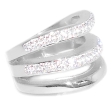 Anillo onda triple con cubics blancos de acero quirúrgico
