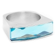 Anillo piedra rectangular facetada celeste de acero quirúrgico