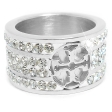 Anillo con cubics y cruz de acero quirúrgico -OFERTA-