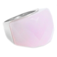 Anillo piedra facetada gruesa rosa opaco de acero quirúrgico