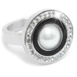 Anillo con perla cubics blancos esmaltado de acero quirúrgico