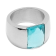 Anillo piedra facetada celeste de acero quirúrgico