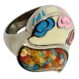 Anillo Corazón Esmaltado con Murano de Acero Quirúrgico