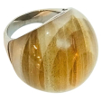 Anillo Piedra Ovalada Grande Dorada de Acero Quirúrgico
