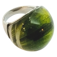 Anillo Piedra Ovalada Grande Verde de Acero Quirúrgico