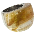Anillo Piedra Grande Dorada de Acero Quirúrgico