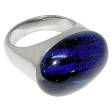 Anillo Piedra Ovalada Azul de Acero Quirúrgico