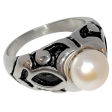 Anillo Perla Esmaltado de Acero Quirúrgico
