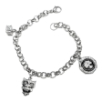 Pulsera Rolo 6mm x 20cm c/ dijes numeros romanos, buho y arbol de Acero Quirúrgico