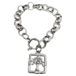 Pulsera rolo 12mm x 21cm con cierre marinero y Dije Árbol de la vida calado Alt: 22mm de acero quirúrgico