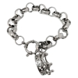 Pulsera rolo 12mm x 21cm con cierre marinero y Dije Corona con cubics Alt: 23mm de acero quirúrgico
