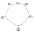Pulsera espejito 1mm x 19.5cm con dijes corazón tramado de acero blanco