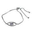 Pulsera veneciana ajustable con bolitas y dije Ojo turco esmaltado de acero quirúrgico