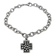 Pulsera Espejito 6mm x 18.5cm con Dije Cruz del Equilibrio esmaltada Alt. 18mm de acero quirúrgico