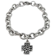 Pulsera Espejito 9mm x 18.5cm con Dije Cruz del Equilibrio esmaltada Alt. 18mm de acero quirúrgico