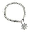 Pulsera Rolo Cuadrada 5mm x 20cm c/dije Timón de Acero Blanco