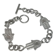 Pulseras con dijes Mano de Fátima de Acero Quirúrgico 20.5cm