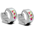 PACK x6 Aros cubanos esmaltados con flores de acero quirúrgico