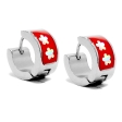 PACK x6 Aros cubanos esmaltado rojo con flores de acero quirúrgico