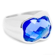 Anillo con piedra facetada azul de acero quirúrgico