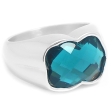 Anillo con piedra facetada verde de acero quirúrgico