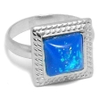 Anillo cuadro con piedra azul de acero quirúrgico