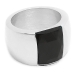 Anillo piedra facetada negra de acero quirúrgico-OFERTA-