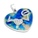 Dije corazón con nacar "LOVE" y cubics blancos de acero blanco Alt. 32mm incl argolla -OFERTA-