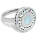 Anillo circular con nácar y cubics tornasol de acero quirúrgico -OFERTA-