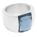 Anillo piedra facetada gris de acero quirúrgico -OFERTA-
