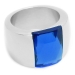 Anillo piedra facetada azul de acero quirúrgico -OFERTA-