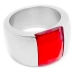 Anillo piedra facetada roja de acero quirúrgico -OFERTA-